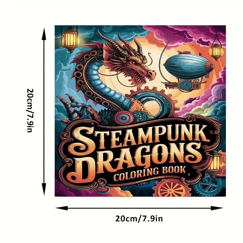 28 Pages Steampunk Dragons Coloring Book for Adult | Colouring Book for Stress Relief, Birthday Day Gift, Back to School Supplie