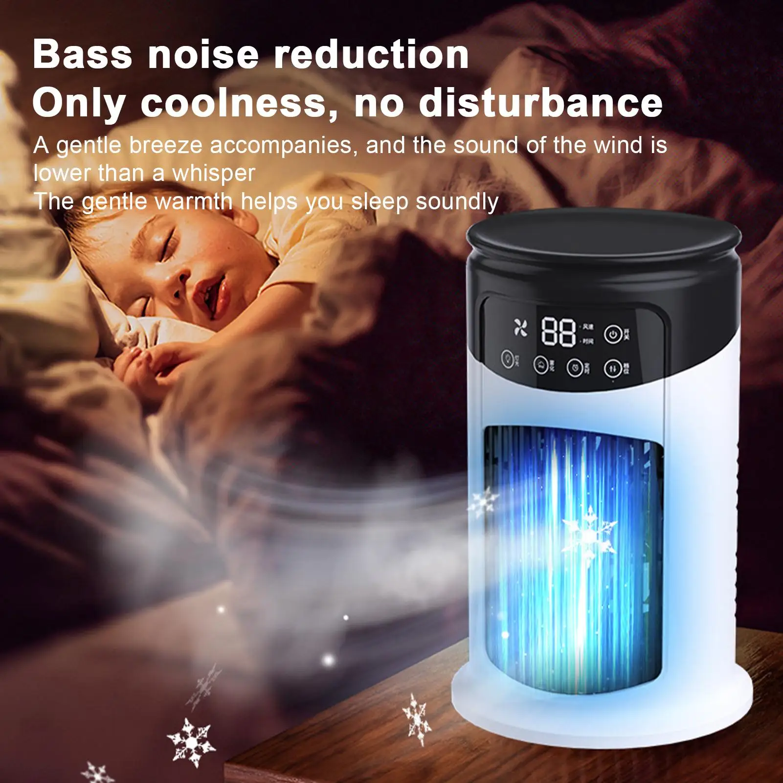 Portable Air Conditioner Fan 6 Speeds Misting Humidifier USB Desktop Cooler LED Display Timer Home Office Personal Summer