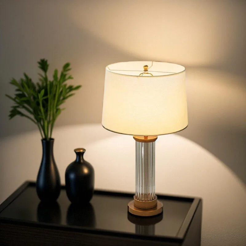 Nordische moderne minimalist ische Kristallglas Stab Tisch lampe kreative Wohnzimmer Schlafzimmer Nacht Stoff Beleuchtung nach Hause