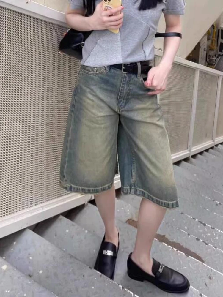 S-4XL Pantaloncini di jeans Donna Chic Per il tempo libero Streetwear Vita alta Stile coreano Estate Ginocchio Semplice e confortevole Abbigliamento per studenti Nuovo