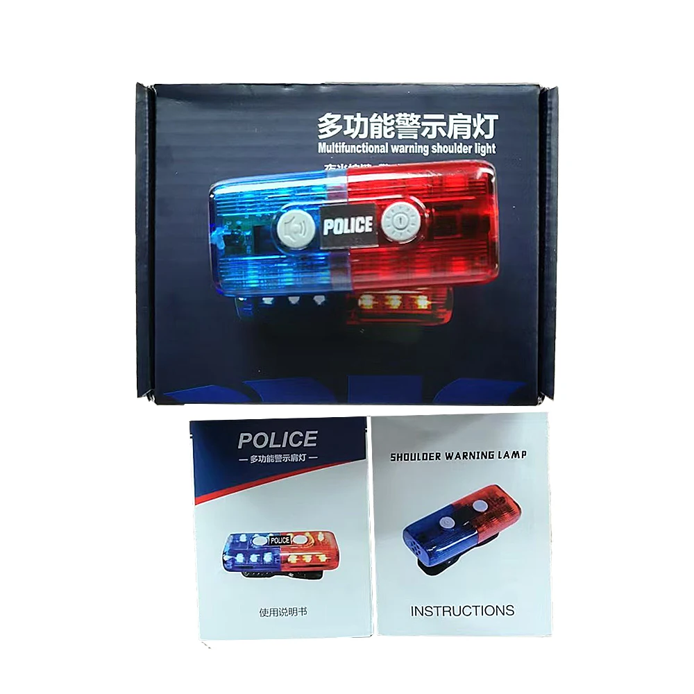 2025 Led Red Blue Warning Light Electronic Whistle Patrol Security Shoulder Clip Magnetic Suction Lamp Patrol Signal Flash Light