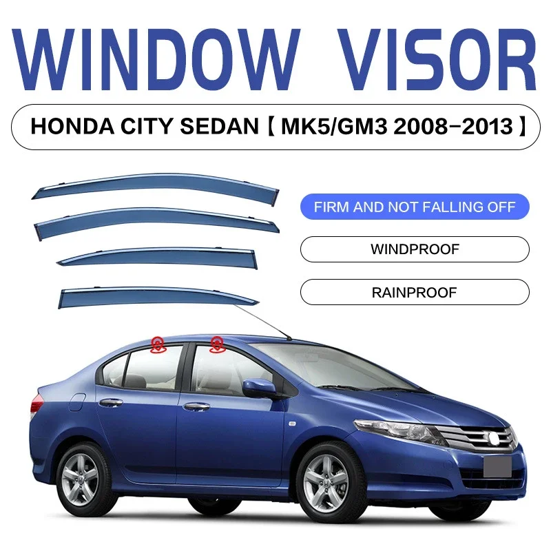 Fit For HONDA CITY Mk5 Mk6 Mk7  Sedan Hatchback  Window visor Air Deflectors Guard Rain Smoke Wind Vent Awnings Shelters