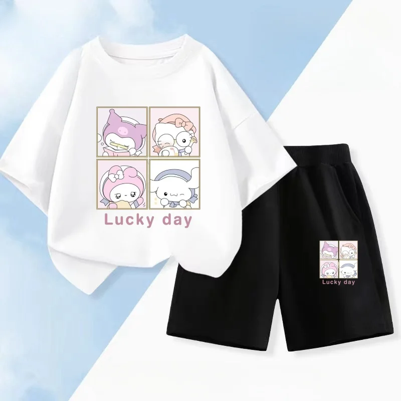

Summer Baby Girl Clothes Set Children Sanrio House Cartoon Printing T-shirt and Short 2 Pieces Suit Kid Shorts Sleeve Tracksuit