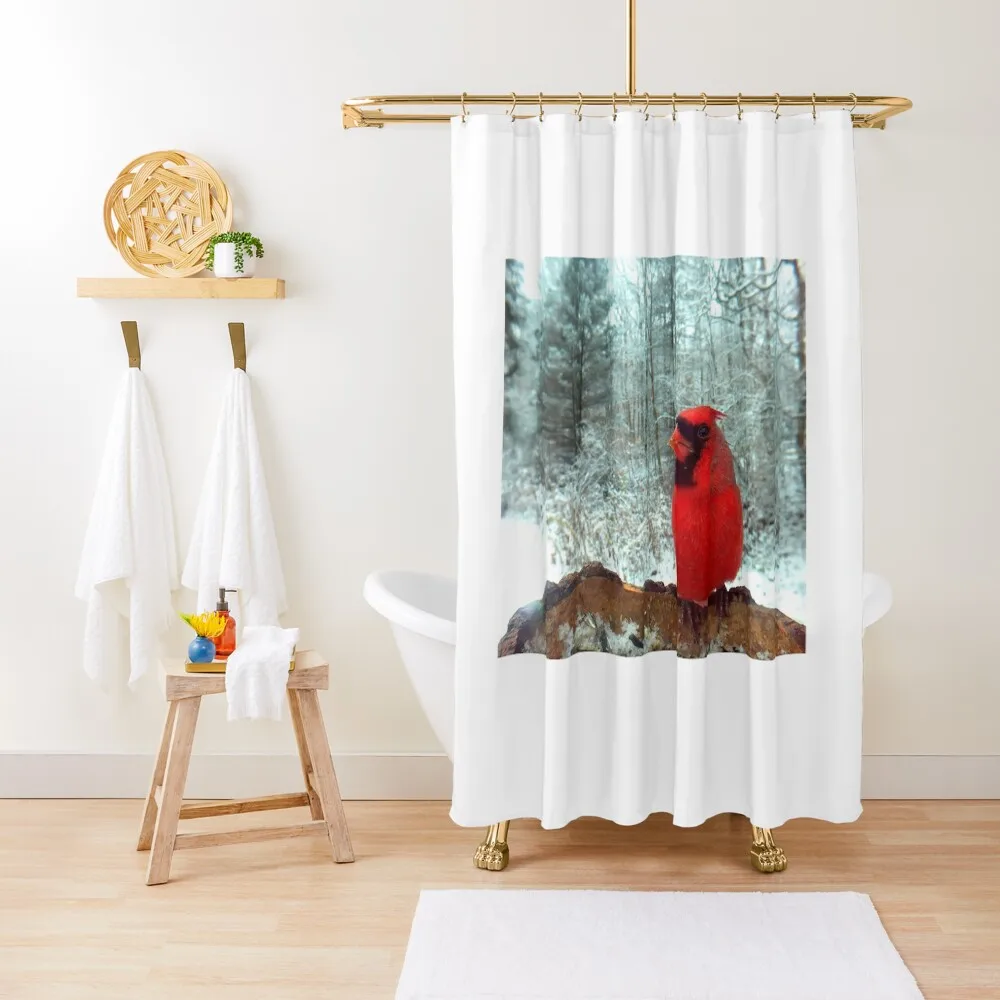 

Winter Cardinals Shower Curtain Bathroom Fabric Bathroom Accessorys Curtain