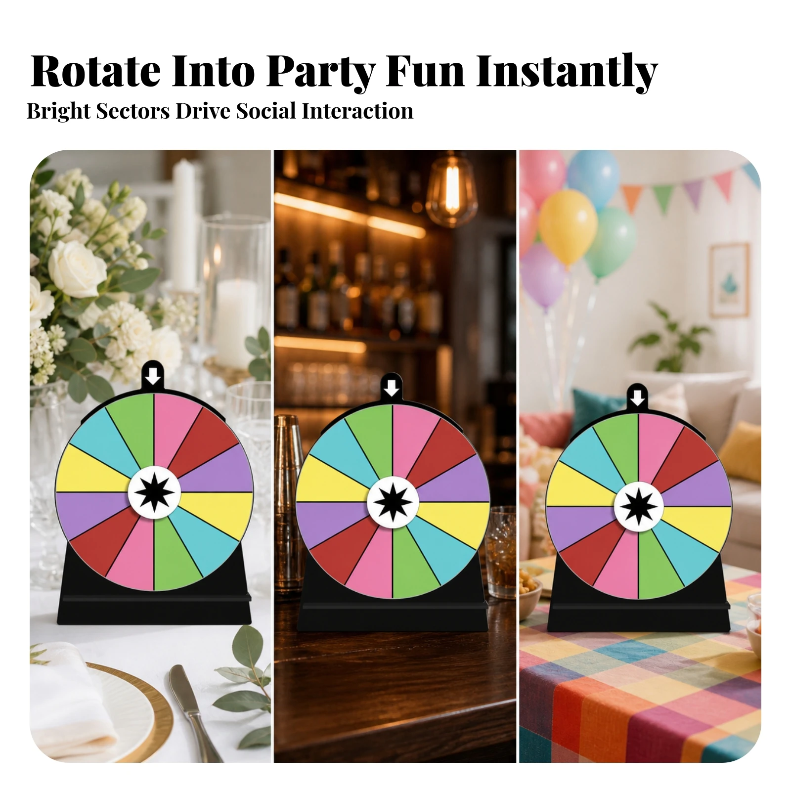 Acrylic Game Wheel Reusable Tabletop Prize Wheel with Weighted Base Acrylic Prize Wheel Colorful for Event Planners