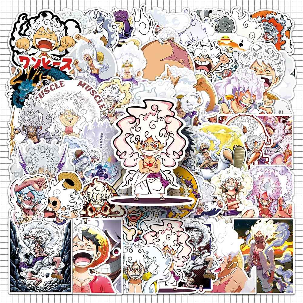 

10/30/50pcs ONE PIECE 5 Gear Luffy Stickers Anime Cool Manga Decal Kid Toy DIY Skateboard Phone Luggage Cartoon Graffiti Sticker