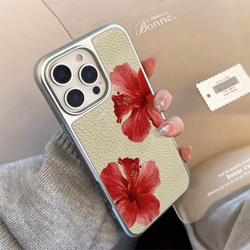 حافظة لهاتف آيفون 11/12/13/14/15/16/17 Pro Max AIR PLUS أنيقة على شكل زهرة حمراء محظوظة