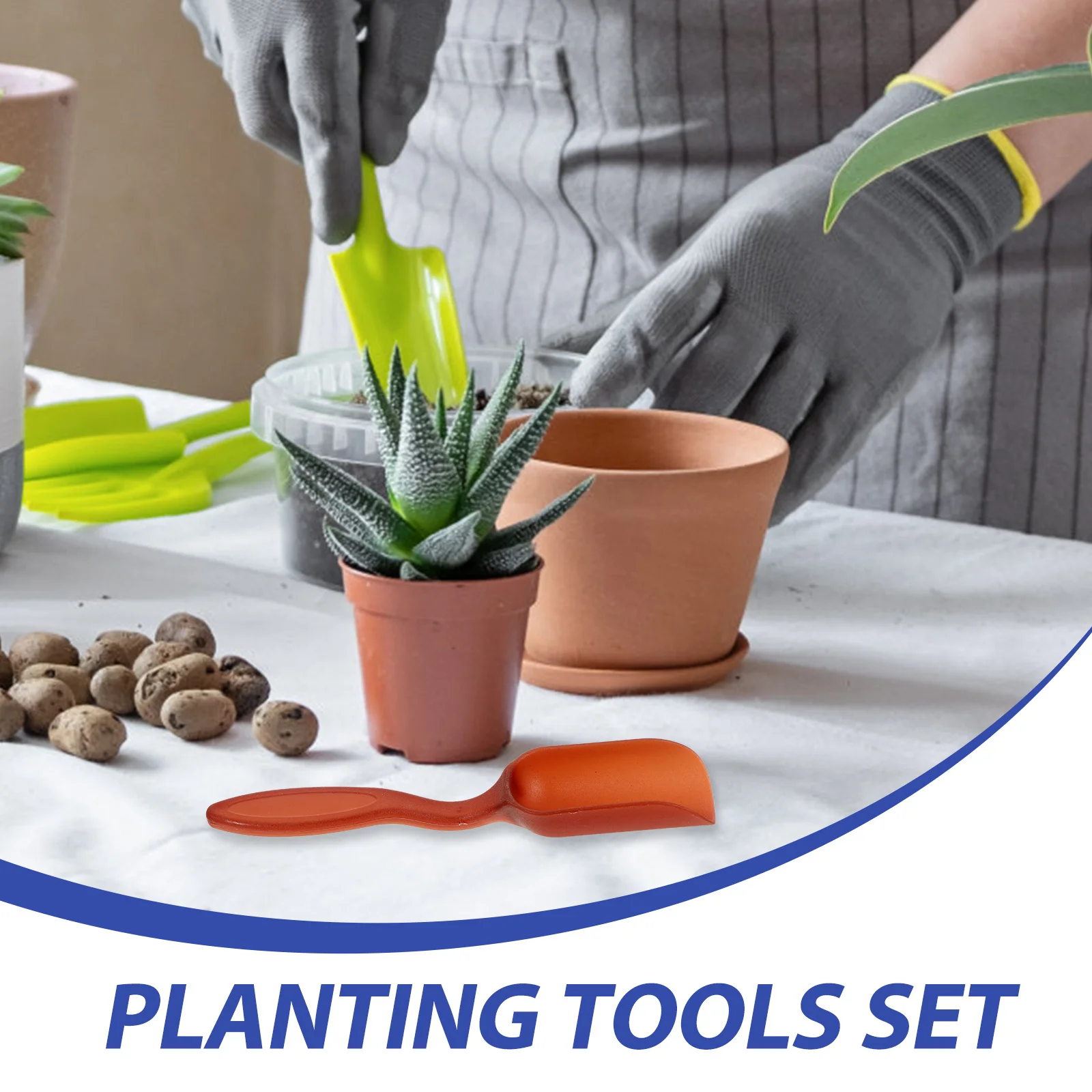 

1Set Small Metal Garden Hand Tool Set Soil Loosening Shovels Rake Tweezers Practical Gardening Care Transplanting