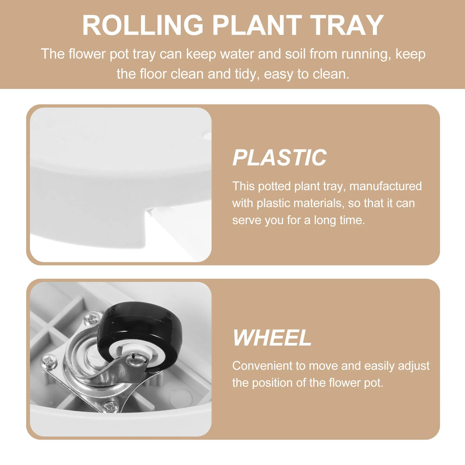 

Movable Planter Dolly Removable Flower Pot Tray Wheel It Can Move with Wheels Flowerpot