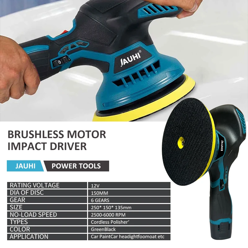 JAUHI 12V Electric Car Polisher Machine Cordless Rotary Tools Automotive Waxing Polishing Machine Wireless Sander Polishing