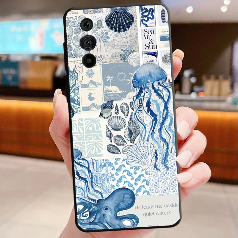 

Summer Blue Ocean Flower Funda Phone Case For Motorola Edge 50 40 Pro 60 50 40 30 Ultra Neo Fusion Moto G Play G Stylus G Power