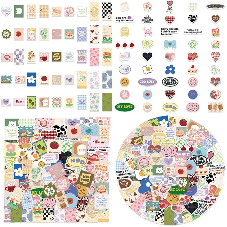 

Kawaii Deco Stickers - 90pcs Cute Cartoon Animal and Floral Design Vinyl Stickers Ideal for Scrapbooking Laptop Decor Daily Pla
