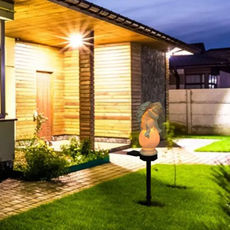 Zonne-Energie Engel Tuin Staak Licht Stekker Lamp Waterdichte Loopbrug Gazon Led Verlichting Aangedreven Fee Outdoor Tuin Landschapsdecoratie