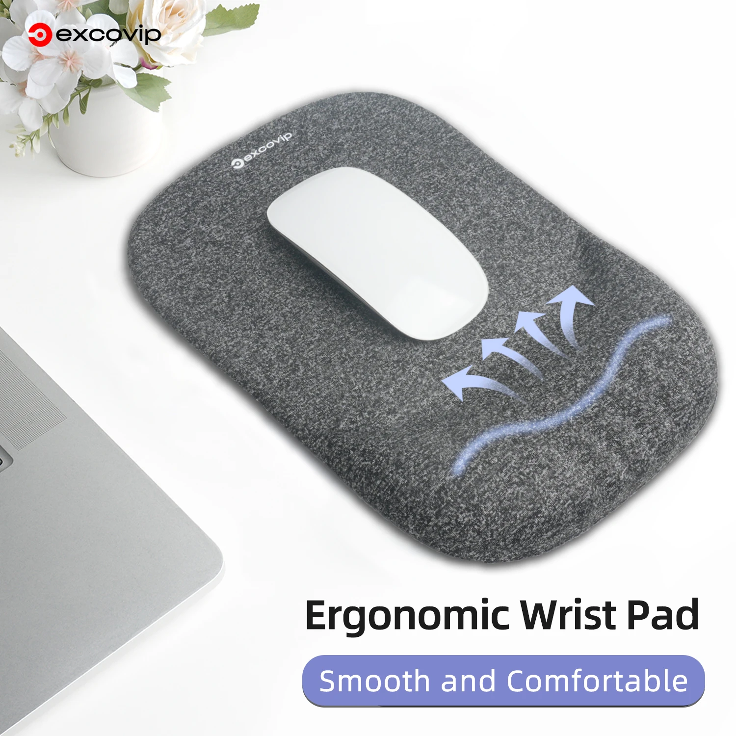EXCO Silicone Wrist Rest Mouse Pad Large Non-Slip PU Base Ergonomic Support Mousepad for Office Pain Relief Laptop Computer Home