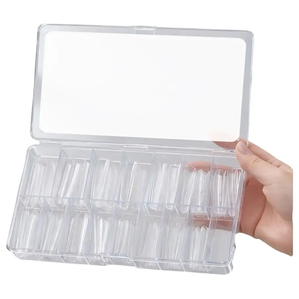 240Pcs Transparent Sandwich Dual Nail Forms Almond Shape Full Coverage Nail Extension Mold Trapezoidal Shape Ellipse Shape