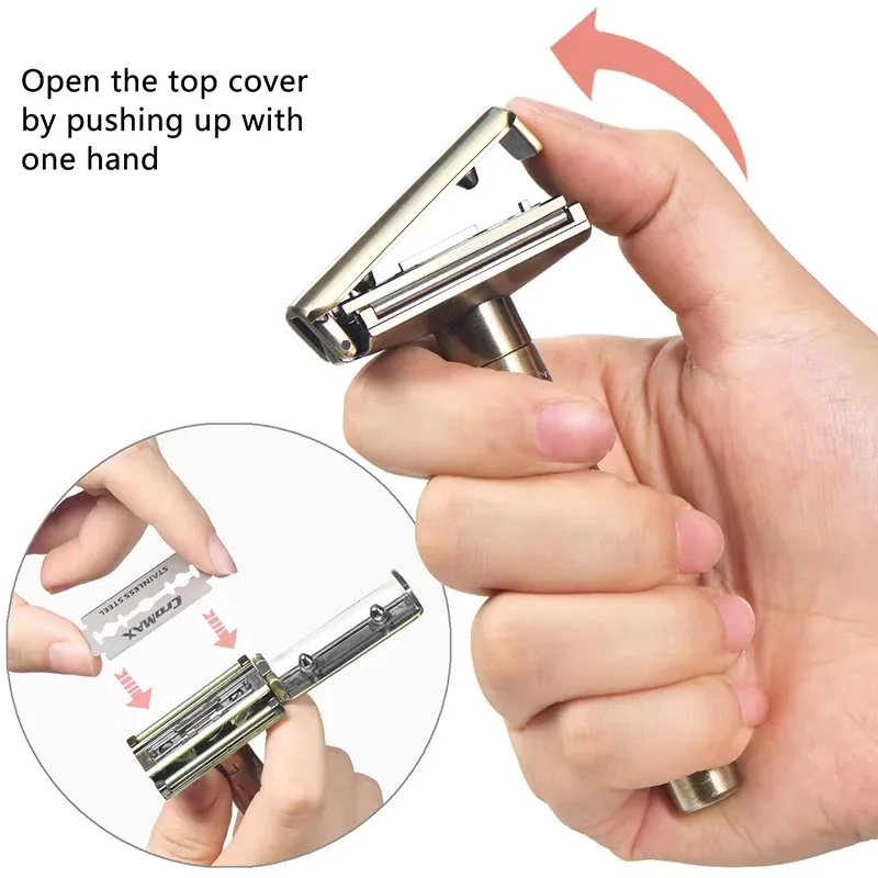 Classic Safety Razor Double-edged Zinc Alloy Men Razor Gift Box Adjustable 1-8 Degrees Adjustable Shaving New Fashion Style 09T view 2
