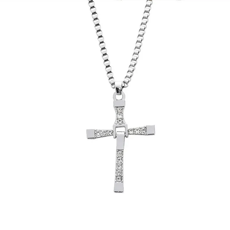 Hip Hop Rhinestone Cross Pendant Necklace for Men Women Punk HipHop Fashion Gift Jewelry