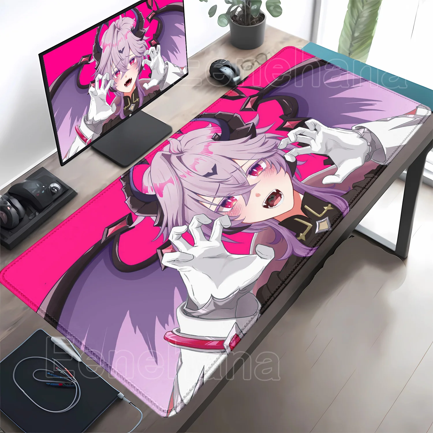 

Genshin Impact Mousepad Anime Gaming Cool Durin Gaming Mouse Pad Lock Edge 1000x500mm Office Keyboard HD Printing XXL Desk Mat