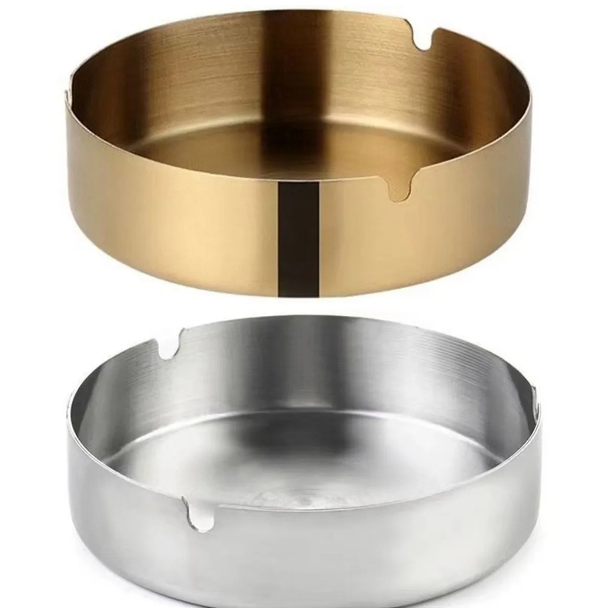 8CM Round Stainless Steel Cigarette Ashtray Portable Tabletop Gold Silver Color Metal Anti-scald Ash Tray for Smoker Home Decor