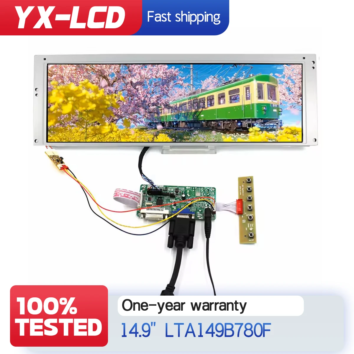 

14.9 inch LTA149B780F 1280X390 HDMI+DVI+VGA Contorll Driver Board LCD LED Screen