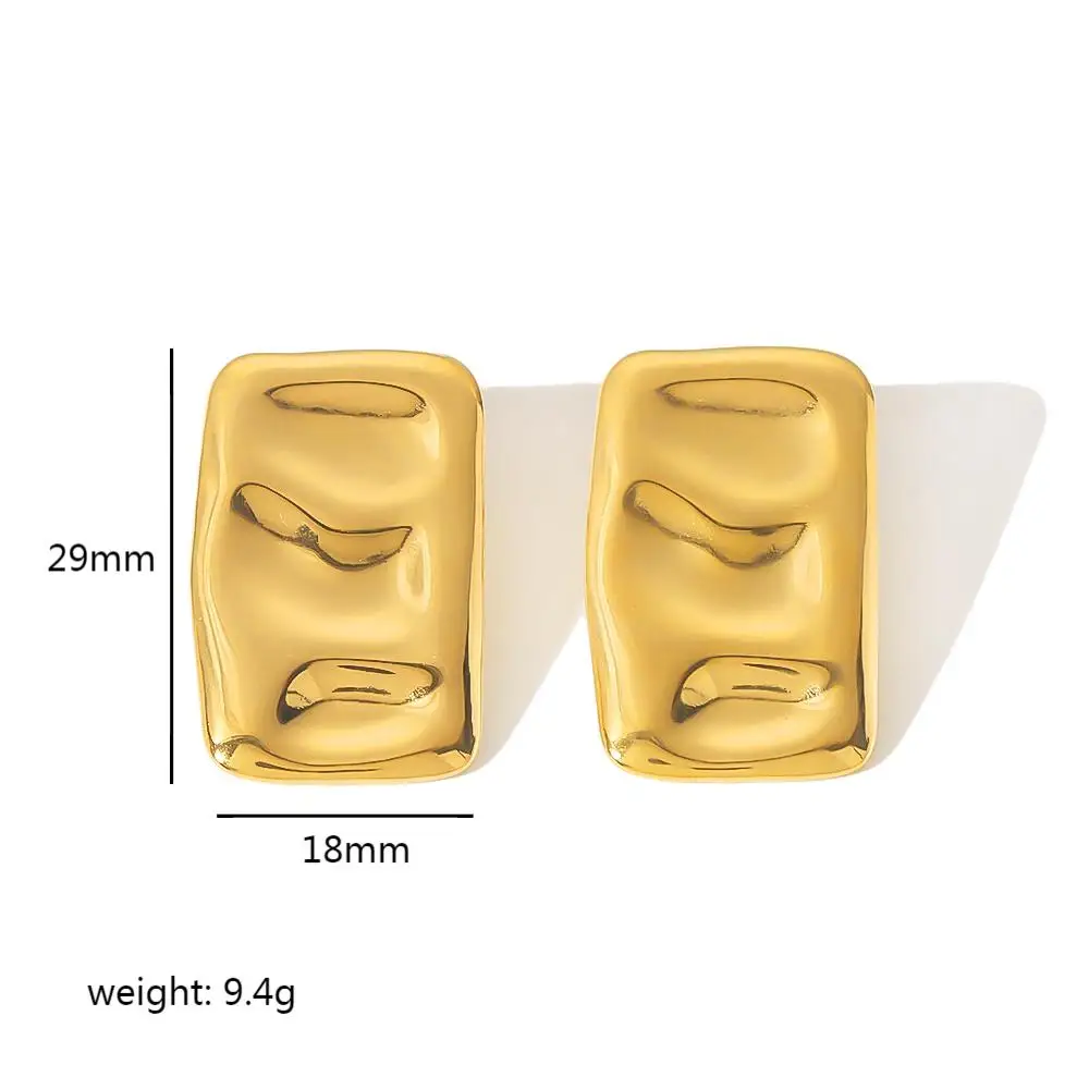 Vintage Wasserdichte Ohrstecker aus Edelstahl in Gold- und Silberfarbe, Quadratisch Strukturiert, Metallischer Modeschmuck für Damen – Detail 7