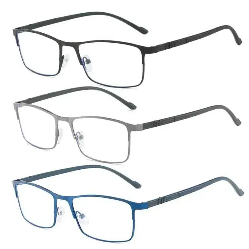 2024 New -1.0 To -5.0 Metal Full Frame Blue Light Blocking Student Myopia Glasses with Degree Square Business Men Myopia Glasses