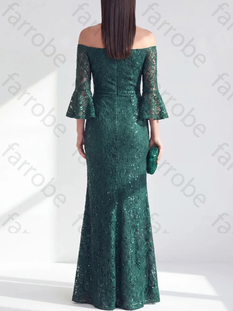 Customized Mermaid Off Shoulder 3/4 Sleeves Mother of The Bride Dresses Sexy Backless Formal Dress High Quality Prom Party Gowns