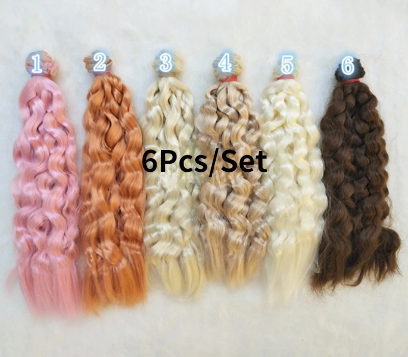 6PCS/Set SD BJD Doll Cotton Doll Wig Hair Set Curly Hair Set Milk Silk Horizontal Length 1m Vertical Length 20cm