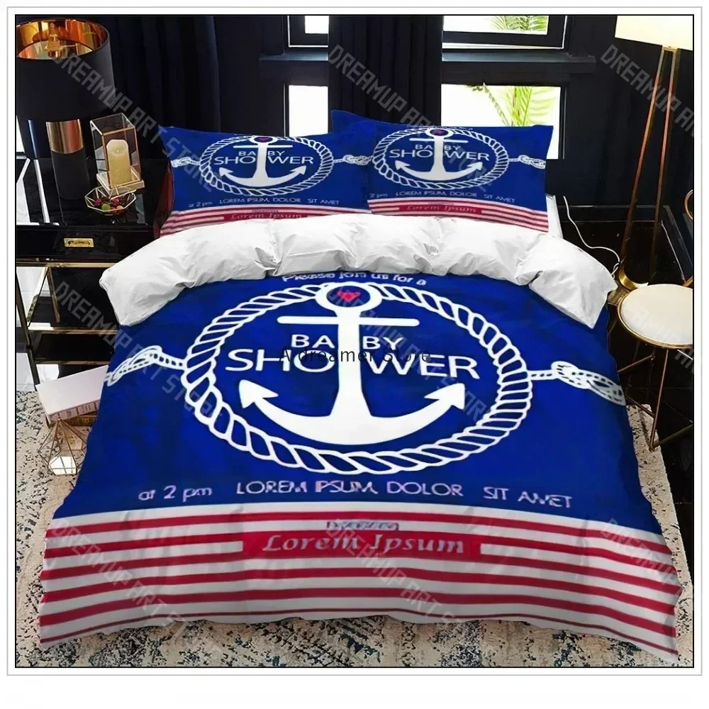 Exquisite 3D Print Anchor Bedding Set Ocean Style Quilt Cover Single Double Home Textile With Pillowcase For Kids Boy Home Decor