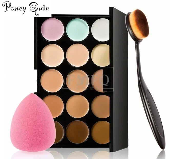 15 colori Concealer Contouring Makeup Kit Palette di correttori professionali a base di crema Make up Set Pro Palette brush spugna Puff