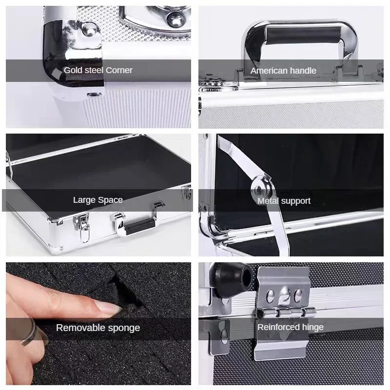 Portable Suitcase Aluminum Toolbox With Lock Electric Tool Box With Sponge Sturdy Hard Case Flight Case Household Storage Box