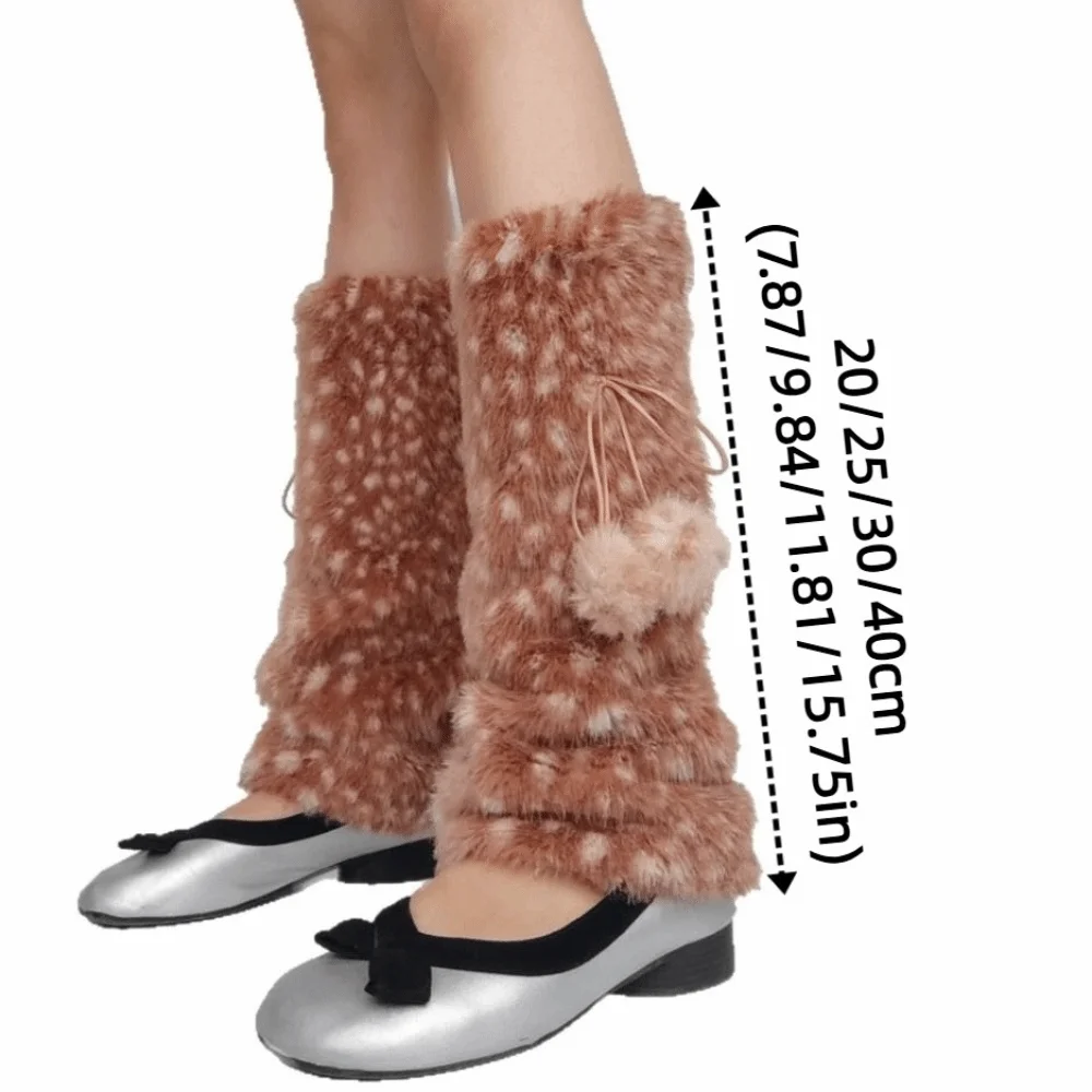 Japanese Style Y2K Faux Fur Leg Warmers Fur Ball Lolita JK Lolita Boots Cover Kawaii Sweet Knee High Girls Socks Cosplay Costume