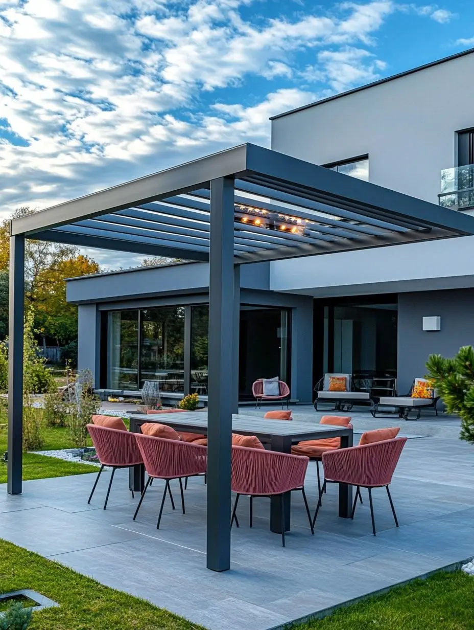 

Outdoor Bioclimatic Sunroom Pergola Motorized Aluminum Gazebo Retractable Roof Electric Louver LED 100% Waterproof Sun Shelter