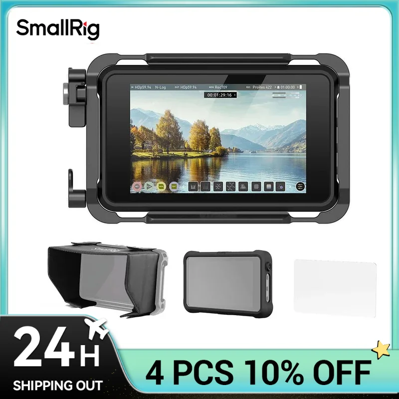 SmallRig Cage Kit for Atomos Ninja V/Ninja V+ with Cage Sunhood Screen Protector Silicone Case for Monitor and Screen Protection