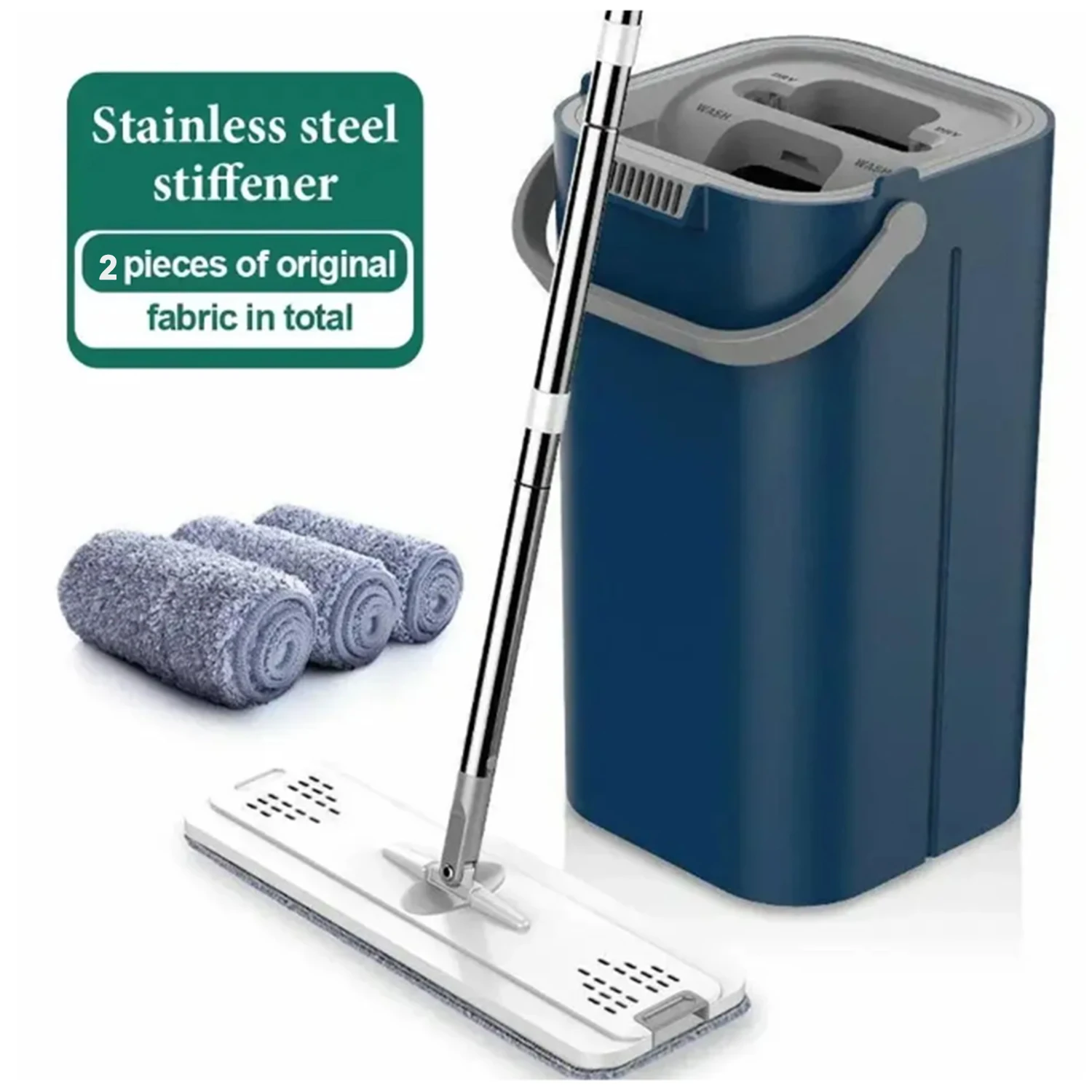 360 ° Fregona plana con rotación para apretar y almohadilla de fibra superfina, fregona para limpieza de suelo, fregona para lavado perezoso, herramientas de limpieza del hogar