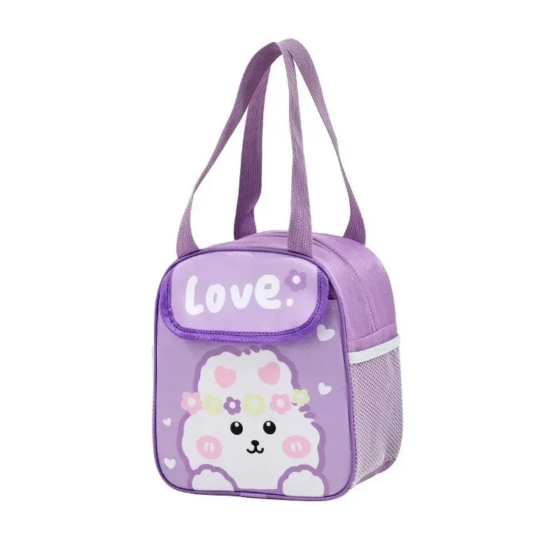 Children Lunch Box Bag Clamshell Handbag Large Capacity Cartoon Students with Meal Pure ColorThermal Bag By Hand