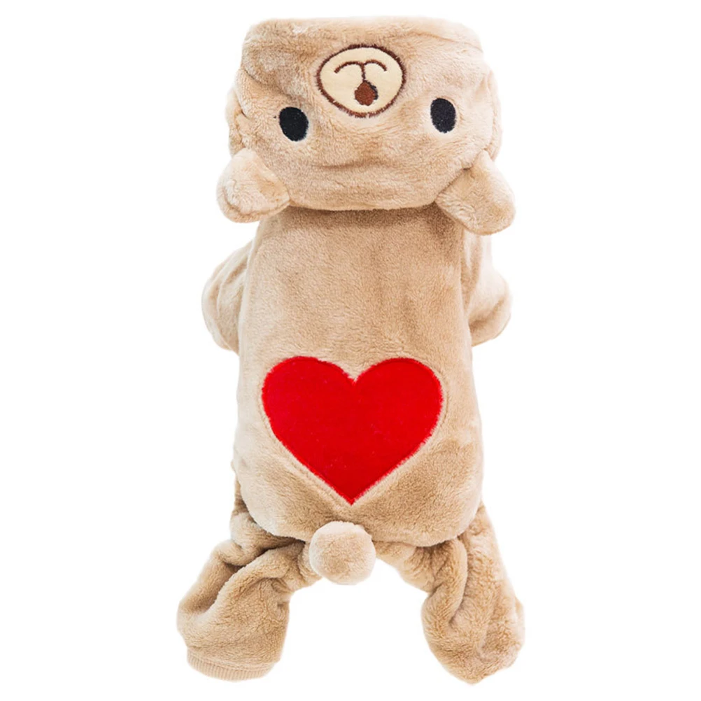 

Warm Hooded Dog Coat Jumpsuit Puppy Sweatshirt Small Pet Apparel Chihuahua Outfits Windproof Pet Clothes For Winter Brown Xs