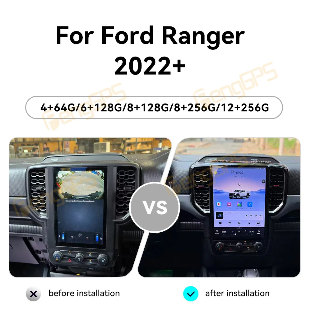 12.1 Inch Android 14 CarPlay Car Radio For Ford Ranger 2022 Touch Screen Multimedia Player GPS Navigation Head Unit DSP Auto