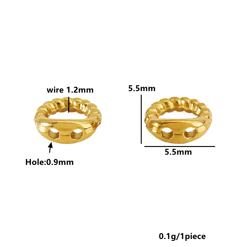 30pcs 5.5mm Stainless Steel Gold Double Hole Wire Hidden Clasps Bracelet Twisted End Connector Hook Supplies for Jewelry Finding - view 4