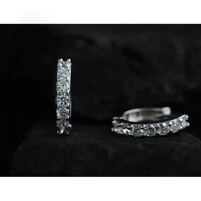 Fast Ship Newest Luxury Romantic Women Jewelry 925 Sterling Silver Plated Rhinestone Crystal Hoop Earrings For Women Wholesale