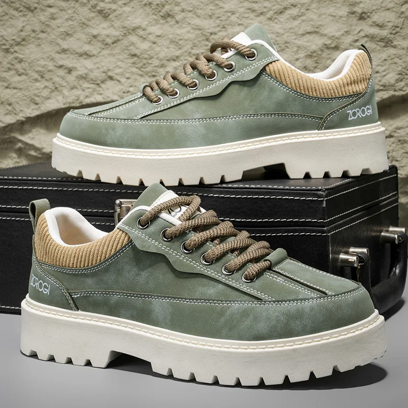 

Мужская кожаная повседневная обувь, мужские рабочие ботинки на толстой подошве, удобная спортивная обувь для прогулок, дизайнерская противоскользящая мужская обувь