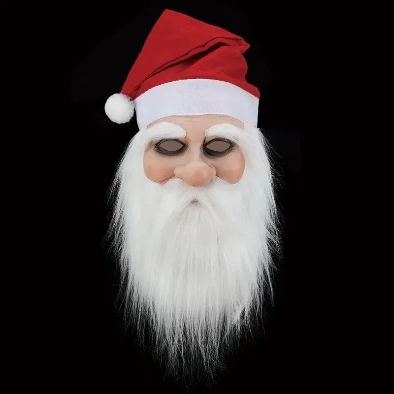 1 Stück Latexmaske im Weihnachtsmann-Stil mit weißem Bart für Halloween-Weihnachtsfeiern, realistischer alter Mann, Latex-Kopfbedeckung, Requisiten
