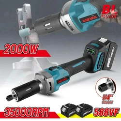 Amoladora eléctrica sin escobillas, herramienta rotativa Variable inalámbrica de 4 engranajes, 2000W, 35000RPM, rectificadora para batería Makita de 18v