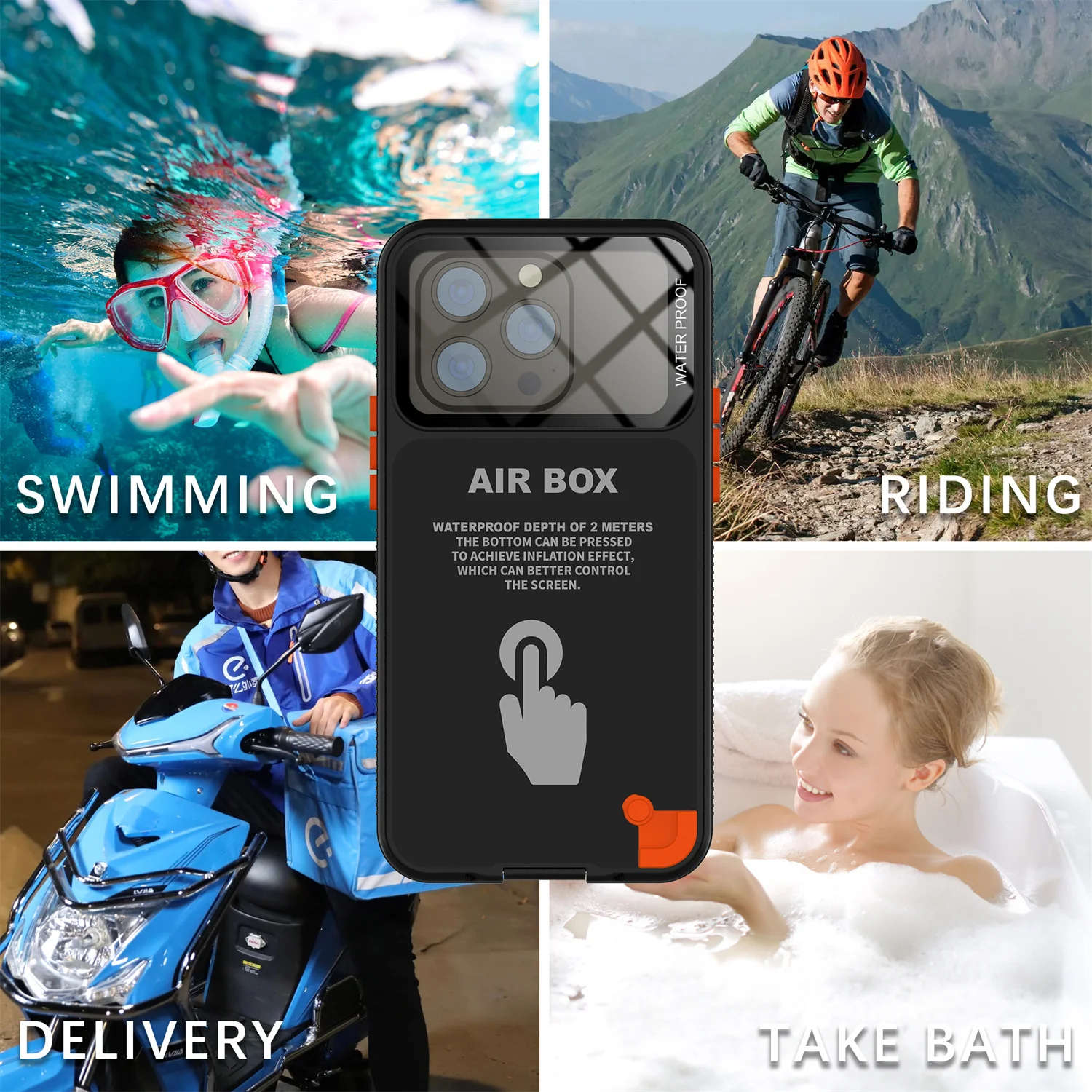 Shellbox Universal Waterproof Case for iPhone 6.1 Series 12 Pro 13 14 Pro 15 Military Grade Drop Protection Defender Diving Case