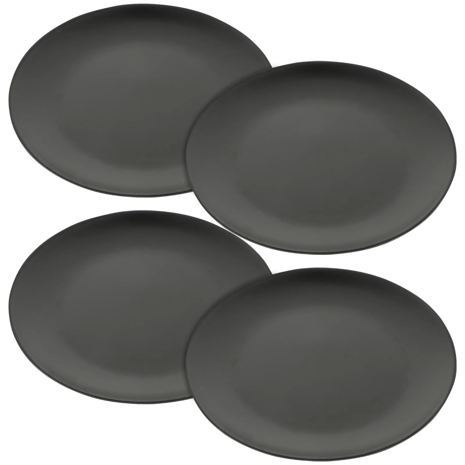 

4pcs Melamine Dinner Plate Set Gothic Black Round Flat Bottom Serving Dishes Kitchen Plates
