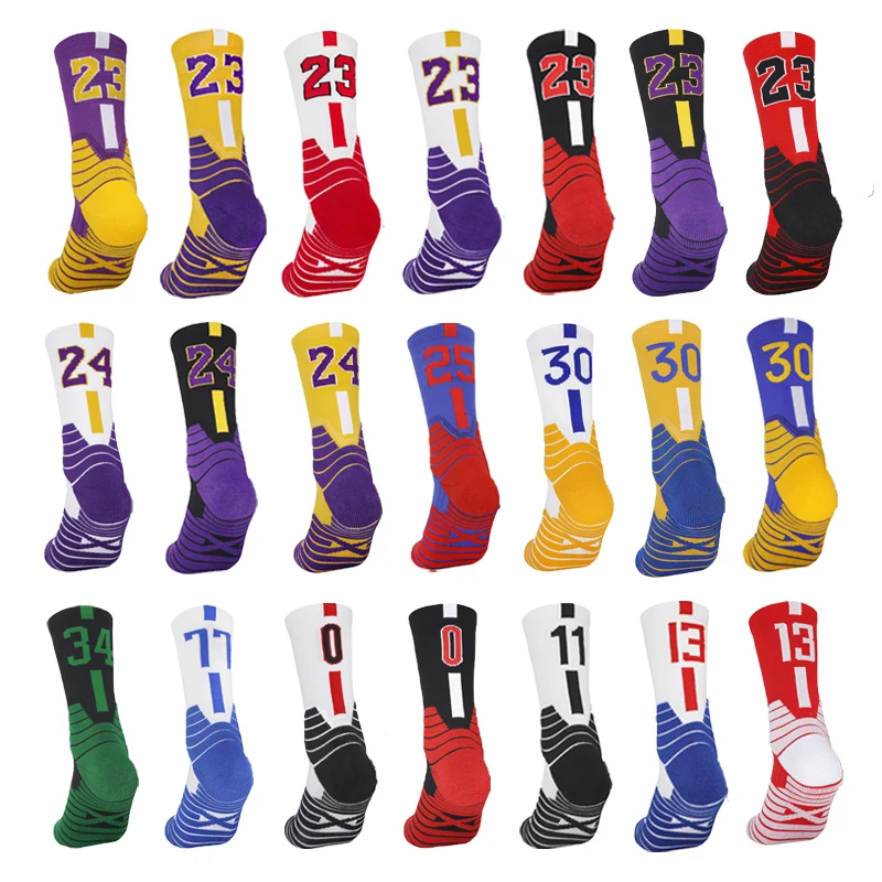 Socks Knee High Stockings Soccer Basketball Socks Number Thickened Towel Bottom Cycling Socken Child Adult calcetines Equipement