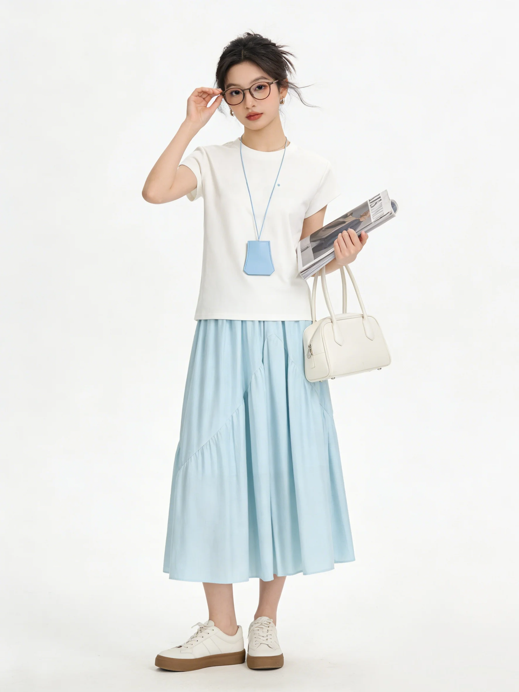 

Chic High Waist Skirt Set Sweet Short Sleeve T-Shirt Casual Slimming Two-Piece Women's Fashion Summer Outfit Korean Style