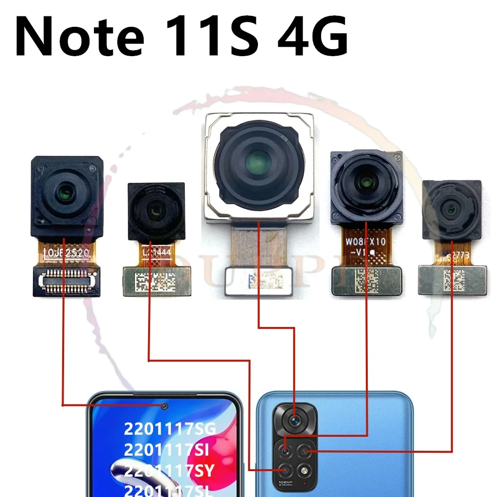 Front Back Camera For Xiaomi Redmi Note 11S 108MP Rear Backside Selfie Frontal Facing Camera Module Flex Cable Note11S