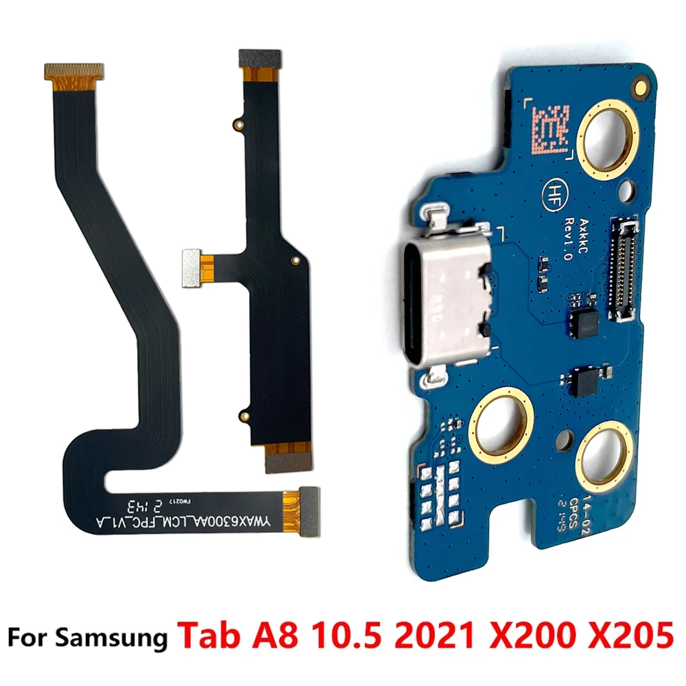 NEW USB Port Dock Plug Socket Micro Charging Board + LCD Connector Mainboard Flex Cable For Samsung Tab A8 10.5 2021 X200 X205