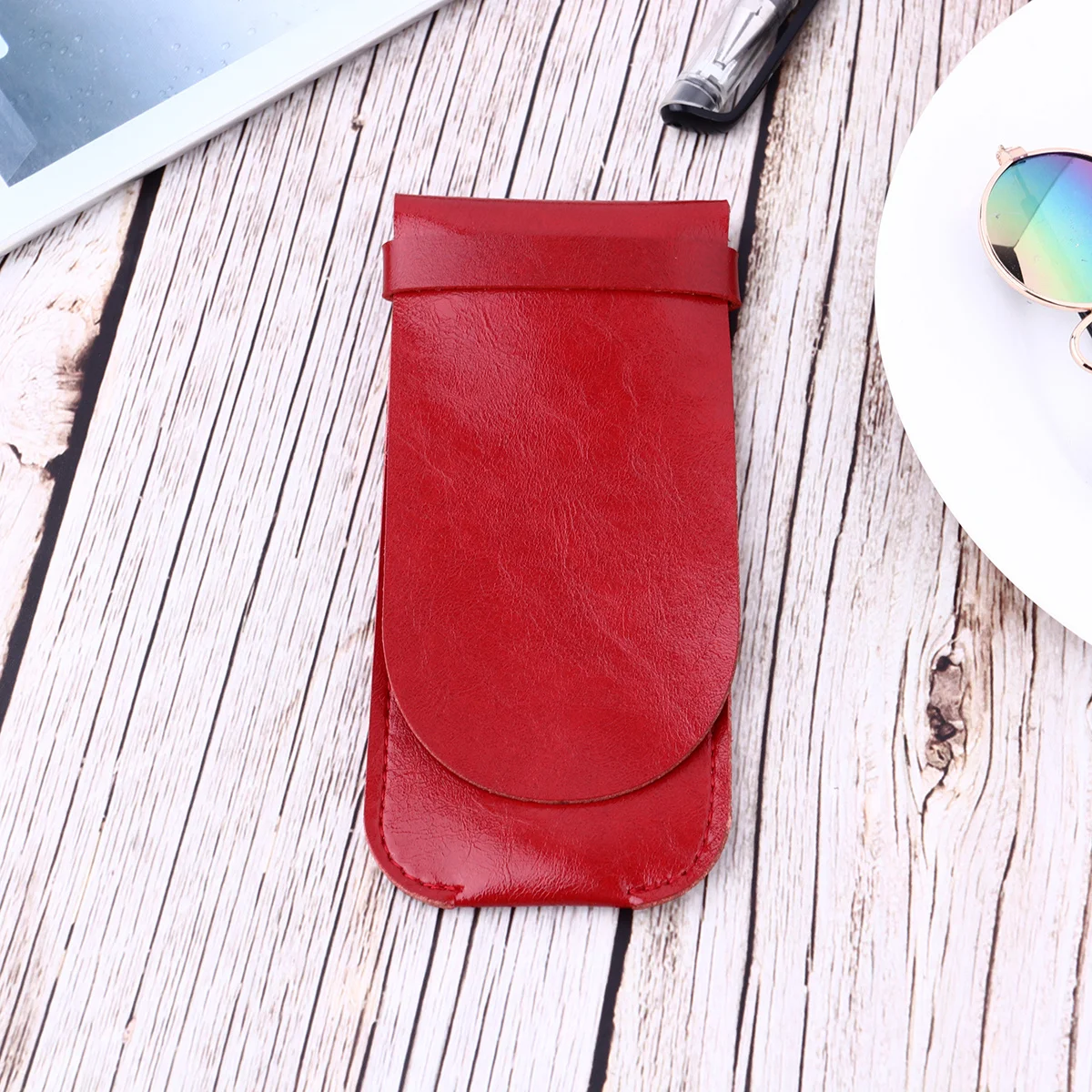 

1pc Case Holder Vintage Style Pen Storage Bag For Home Office School Use Multi Pen Protective Sleeve Red